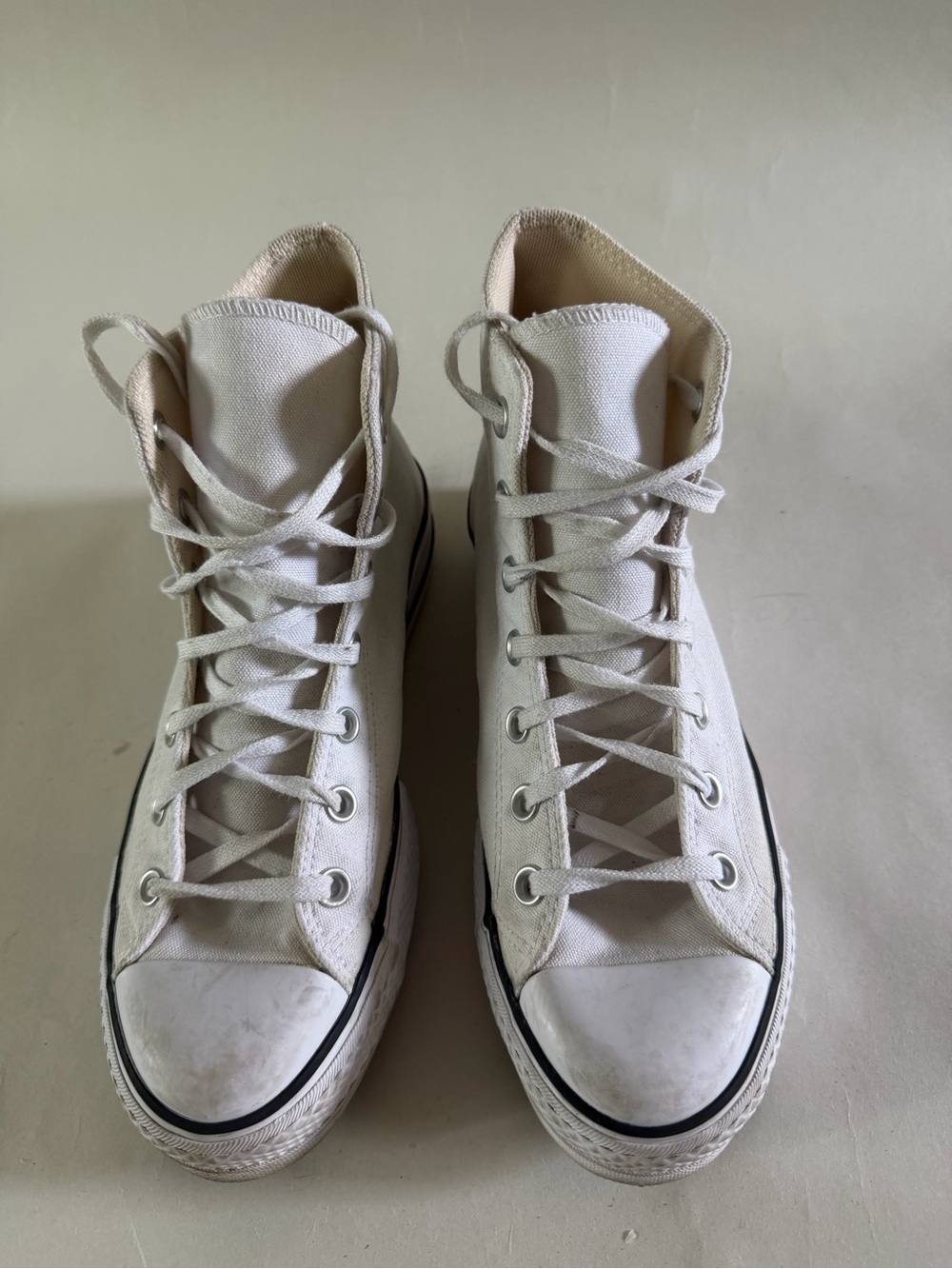 Women’s White High-Top Canvas Sneakers - Picture 3 of 6